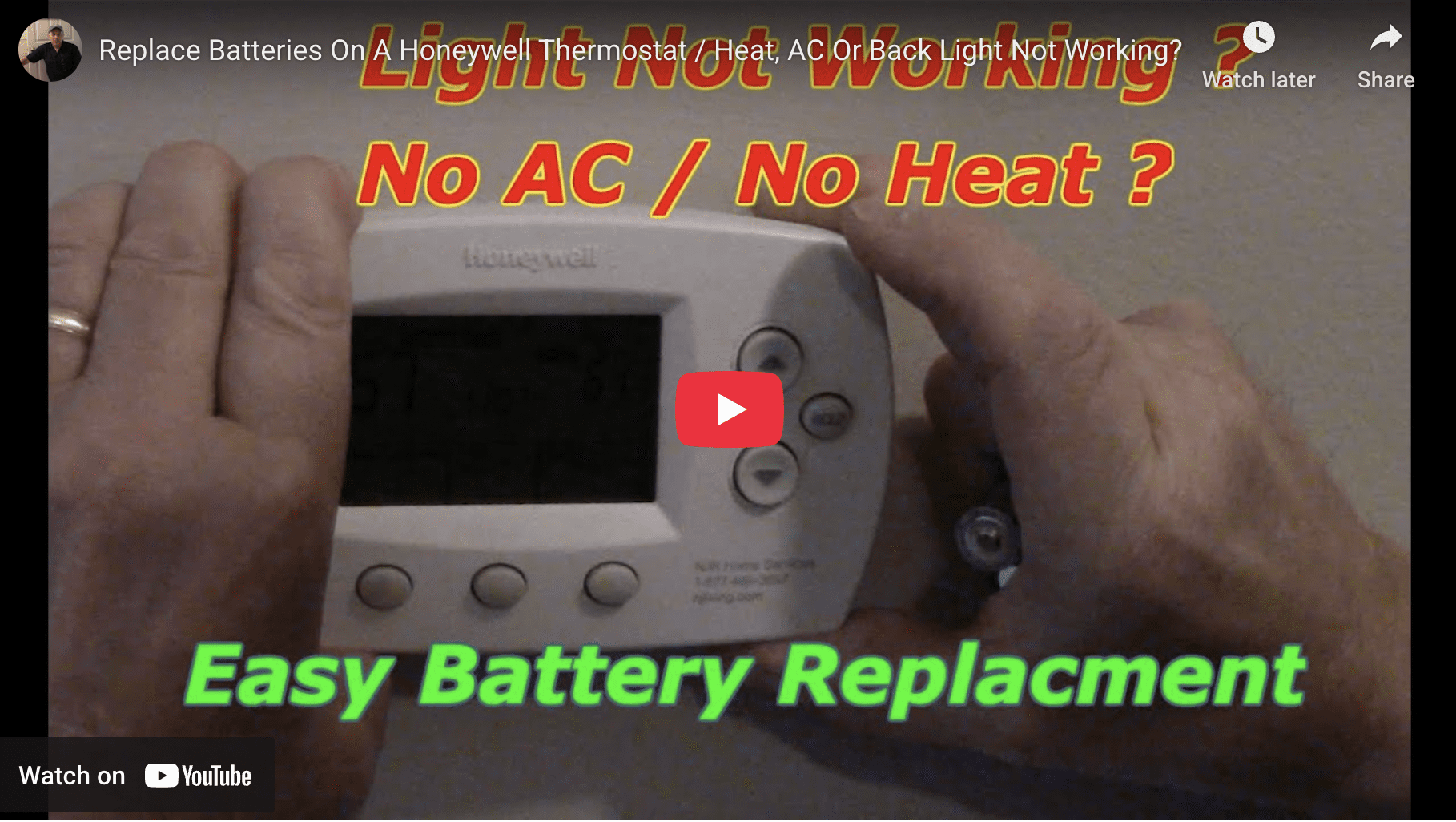 Replacing the batteries in a digital thermostat.